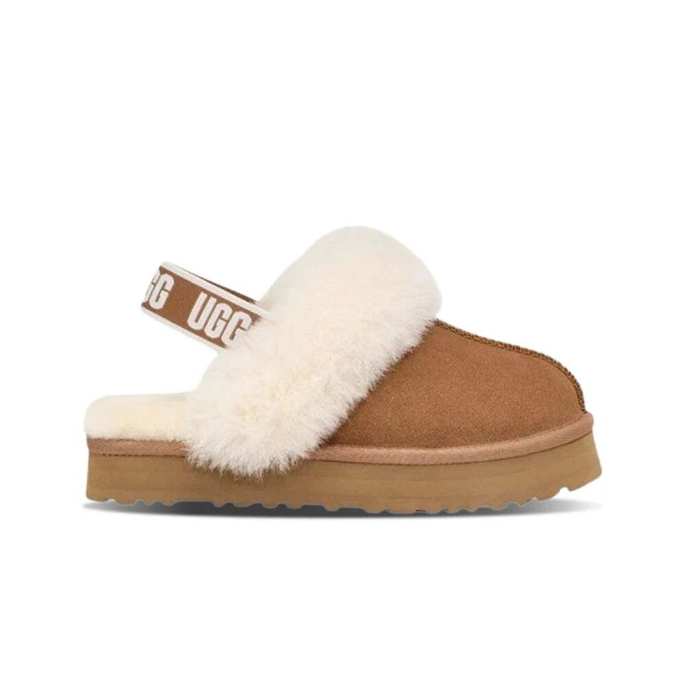 Ugg Kids/Toddlers Funkette Slingback Platform Clog Slippers Chestnut Cozy Lux 13
